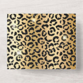 Black Gold Glam Glitzer Leopard All In One Einladung (Rückseite)