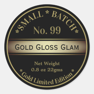 Black Gold Glam Gloss Lip Balm Beauty Produkt Runder Aufkleber