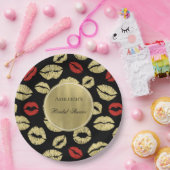 Black Gold Glam Lips Brautparty Pappteller (Party)