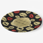 Black Gold Glam Lips Brautparty Pappteller (Schrägansicht)