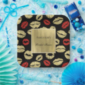 Black Gold Glam Lips Brautparty Pappteller (Party)