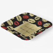 Black Gold Glam Lips Brautparty Pappteller (Gewinkelt)