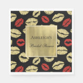 Black Gold Glam Lips Brautparty Serviette (Vorderseite)