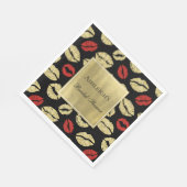 Black Gold Glam Lips Brautparty Serviette (Ecke)