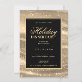 Black & Gold Glam Sequins Holiday Dinner Party Einladung (Vorderseite)
