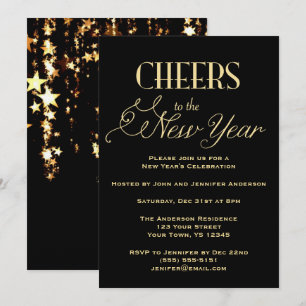 Black Gold Glamour Silvester Party Einladung