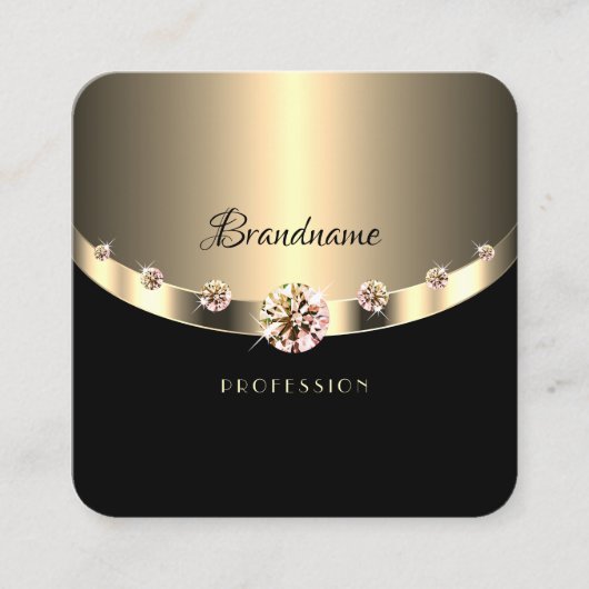 Black Gold Glamour Sparkling Diamonds Beruflich Quadratische Visitenkarte (Vorderseite)