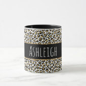 Black Gold Glaopard Leopard Print Personalisiert Tasse (Zentrum)