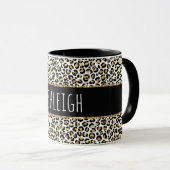 Black Gold Glaopard Leopard Print Personalisiert Tasse (VorderseiteRechts)