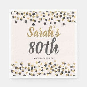 Black Gold Glitter 80. Geburtstag Serviette