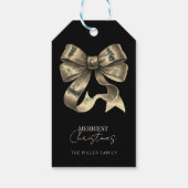 Black Gold Glitter Bow Weihnachten Geschenkanhänger (Rückseite)