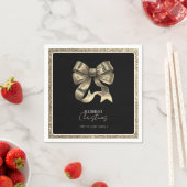 Black Gold Glitter Bow Weihnachtspapier Napkin Serviette (Beispiel)
