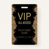 Black Gold Glitter Event VIP All Access Pass ID Ausweis (Rückseite)
