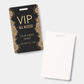 Black Gold Glitter Event VIP All Access Pass ID  Ausweis (Vorder- & Rückseite)