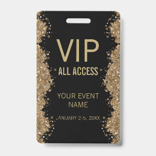 Black Gold Glitter Event VIP Allzugangs-Ausweis ID Ausweis