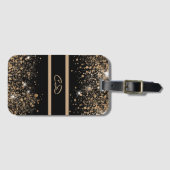 Black gold glitter monogram initials  gepäckanhänger (Vorderseite (Horizontal))