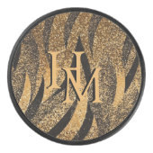 Black Gold Glitter Tiger Pattern Initials Eishockey Puck (Vorderseite)
