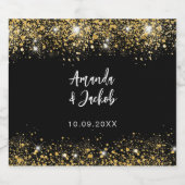 Black gold glitter wedding bierflaschenetikett (Einzelnes Label)