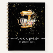 Black & Gold Glittery Bäckerei Backhilfsmittel Notizblock (Vorderseite)