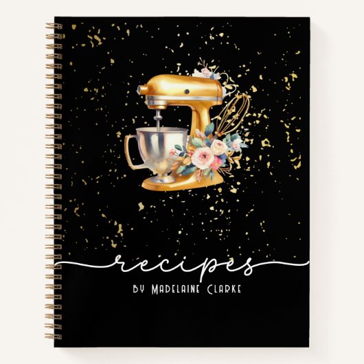 Black & Gold Glittery Bäckerei Backhilfsmittel Notizblock (Vorderseite)