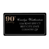 Black & Gold Glittery Number 90th Birthday Address (Vorne)