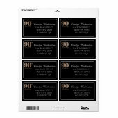 Black & Gold Glittery Number 90th Birthday Address (Vorne)