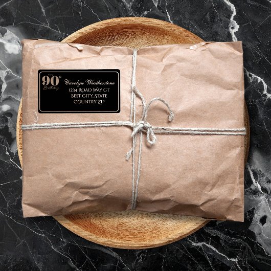 Black & Gold Glittery Number 90th Birthday Address