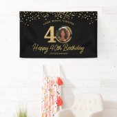 Black Gold Glitzer 40. Geburtstag Party Ihr Foto Banner (Insitu)