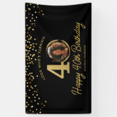 Black Gold Glitzer 40. Geburtstag Party Ihr Foto Banner (Vertikal)