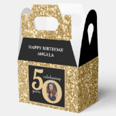 Black & Gold Glitzer 50 Fünfzig Jahre 50. Geburtst Geschenkschachtel (Geöffnet)