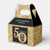 Black & Gold Glitzer 50 Fünfzig Jahre 50. Geburtst Geschenkschachtel (Vorderseite)