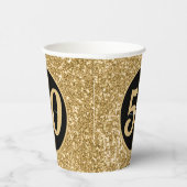 Black & Gold Glitzer 50 Fünfzig Jahre 50. Geburtst Pappbecher (Rechts)