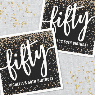 Black Gold Glitzer 50. Geburtstag Serviette