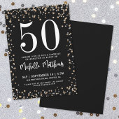 Black Gold Glitzer 50. Geburtstagsparty Einladung