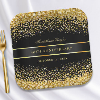 Black Gold Glitzer 50 Jahre alt Pappteller