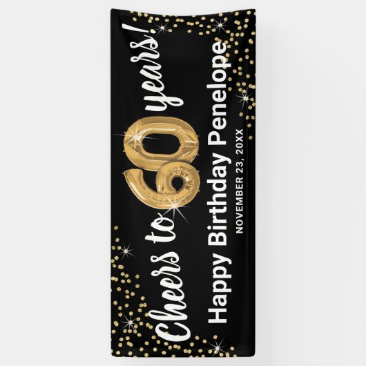 Black Gold Glitzer 60. Geburtstag Banner (Vertikal)