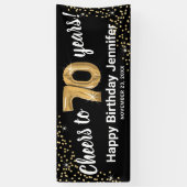 Black Gold Glitzer 70. Geburtstag Banner (Vertikal)
