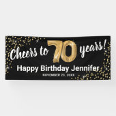 Black Gold Glitzer 70. Geburtstag Banner (Horizontal)