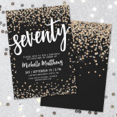 Black Gold Glitzer 70. Geburtstag Einladung
