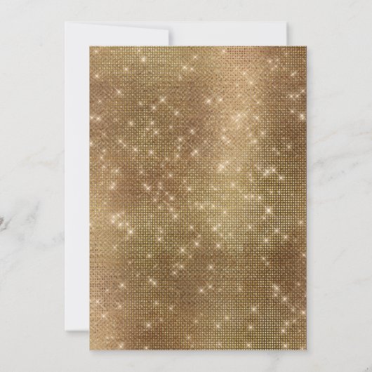 Black Gold Glitzer 70er Party Diskothek Ball Gebur Einladung (Rückseite)