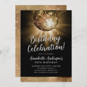 Black Gold Glitzer 70er Party Diskothek Ball Gebur Einladung (Vorne/Hinten)