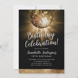 Black Gold Glitzer 70er Party Diskothek Ball Gebur Einladung