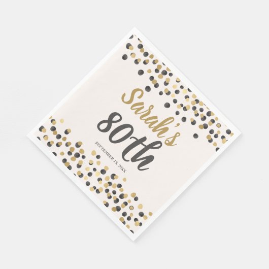 Black Gold Glitzer 80. Geburtstag Serviette (Ecke)