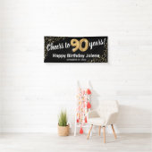Black Gold Glitzer 90. Geburtstag Banner (Insitu)