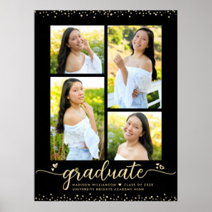Black Gold Glitzer Abschluss 4 Foto Script Herzlic Poster