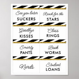 Black Gold Glitzer Abschluss Candy Bar Signs 2 Poster