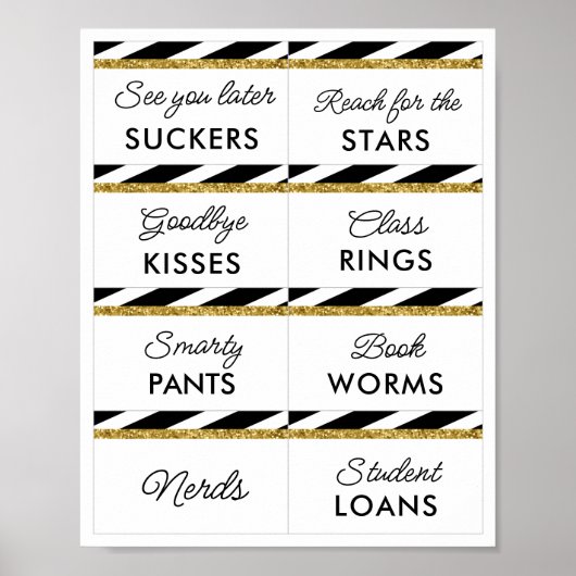 Black Gold Glitzer Abschluss Candy Bar Signs 2 Poster (Vorne)