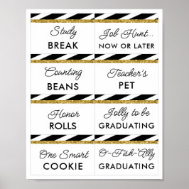 Black Gold Glitzer Abschluss Candy Bar Signs Poster