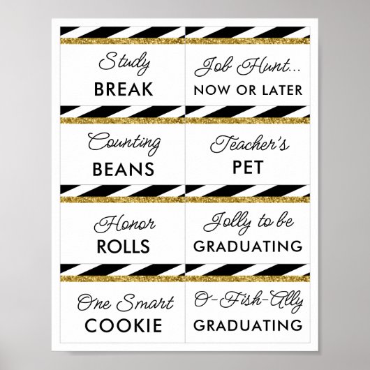 Black Gold Glitzer Abschluss Candy Bar Signs Poster (Vorne)