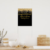 Black Gold Glitzer Abschluss Foto Prop Grad Poster (Küche)